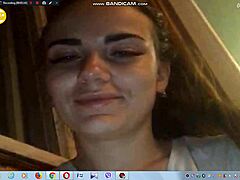 sexy young brunette shows big tits on webcam