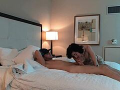 Hot tattooed petite woman deepthroats cock passionately