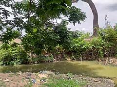 Chubby BBW amateur screams while fucking friend in forest