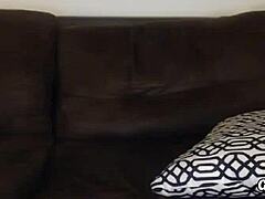 Blonde with big fake boobs playing with toys on cam