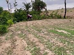 Chubby BBW amateur screams while fucking friend in forest