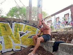 Milf Smokes Cigar While Getting Fucked And Sucked In Public