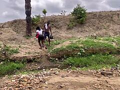 Chubby BBW amateur screams while fucking friend in forest