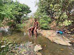 Curvy Brown Skinned Ebony Flashes And Gets Devoured At The Stream