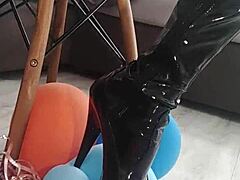 blonde balloon popping