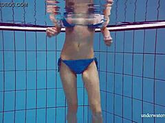 Blue bikini underwater