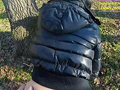 Rough forest blowjob