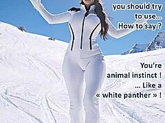 brunette leather jerk off