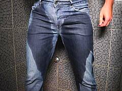 Guy Pees Jeans Cumshot