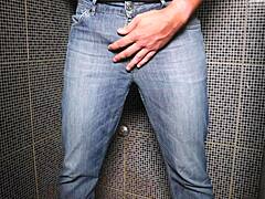 Guy Pees Jeans Cumshot