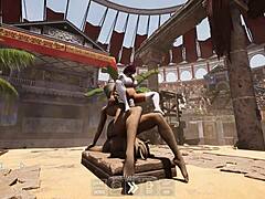 Statue Stretches Lara