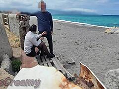 beach risky blowjob