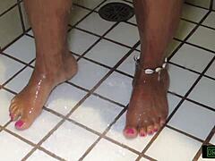 brunette shower tease