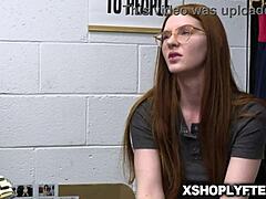 redhead flirts guard