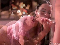 fireplace blowjob swallow