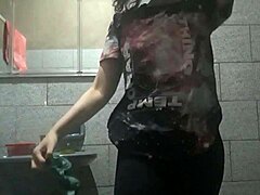 bathroom creampie tease