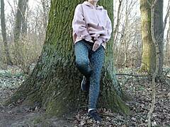 redhead forest blowjob