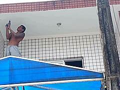 Balcony Anal Creampie