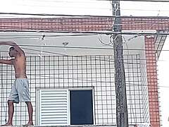 Balcony Anal Creampie