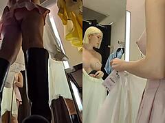 blonde upskirt pussy