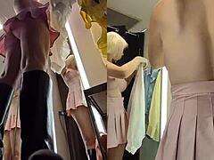 blonde upskirt pussy