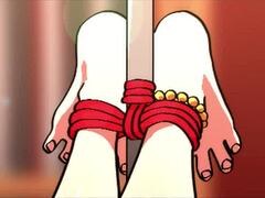 Tied Footjob Cum