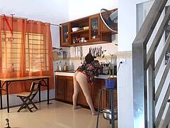 pantyhose kitchen orgasm