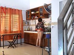 pantyhose kitchen orgasm