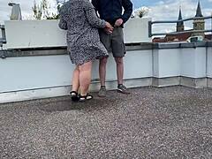 Plump lover pissing on legs
