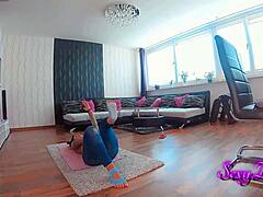 Tight jeans dildo riding
