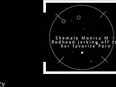 shemale redhead jerking off