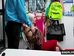 tattooed blonde shoplifter caught faking pregnancy gets fucked by security