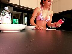 college girl in kitchen
