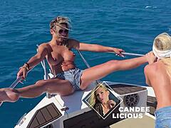 Boat threesome creampie swallow