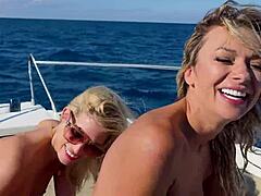 Boat threesome creampie swallow