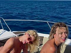 Boat threesome creampie swallow