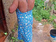 Desi Girl Bathing Outside