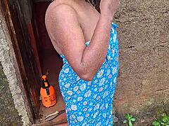 Desi Girl Bathing Outside