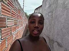 Ebony exposes big pierced boobs