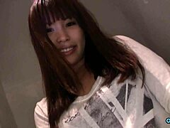 asian hallway masturbation